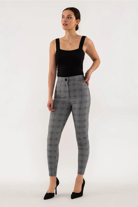 MALINDA PLAID SKINNY DRESS PANTS