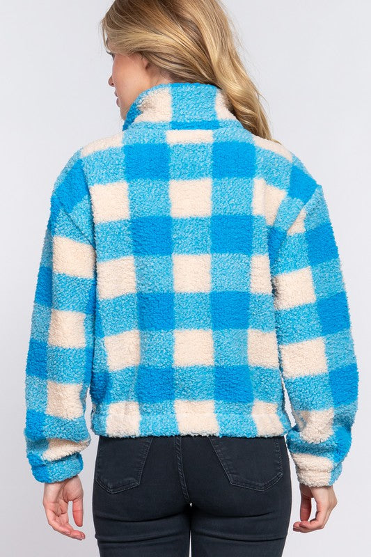 RIELLY ARGYLE PRINT SHERPA JACKET | BLUE