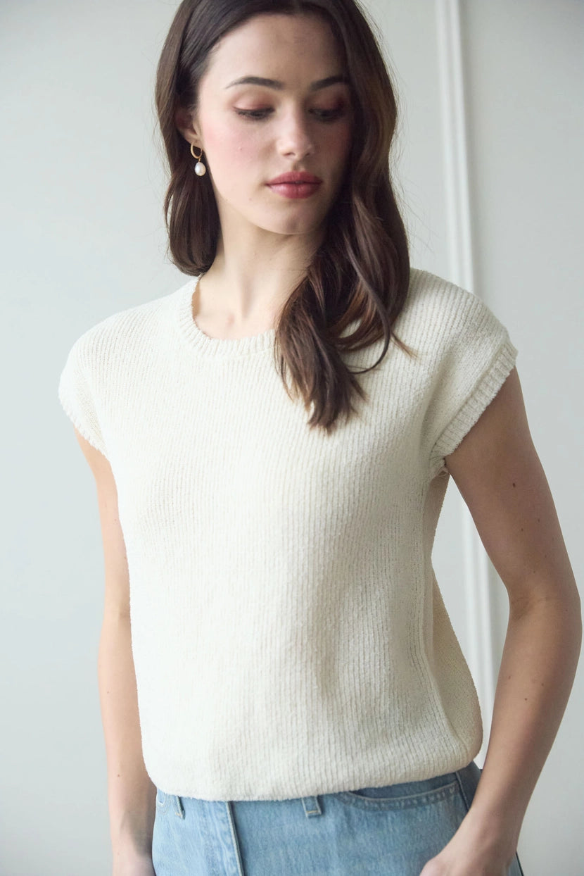 NOAH BACK TIE SHORT SLEEVE KNIT SWEATER