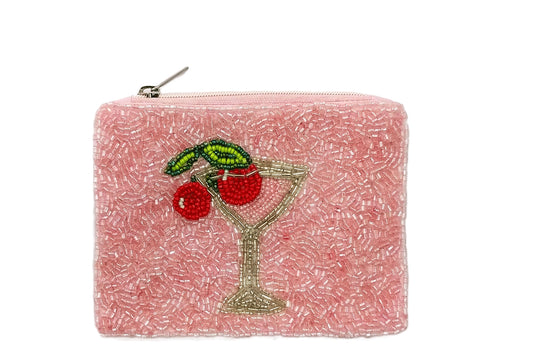 MARTINI DESIGN BEADED COIN PURSE