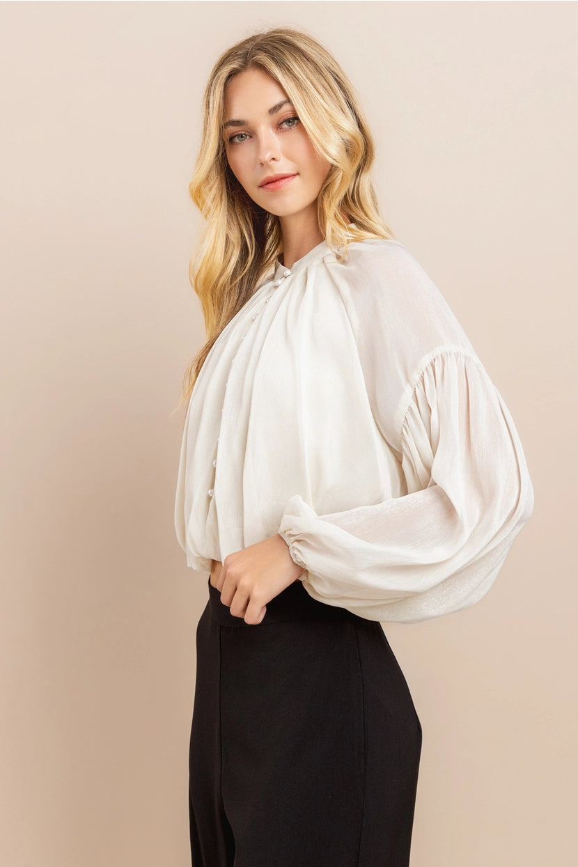 CALAH SHIRRING SLEEVE BLOUSE