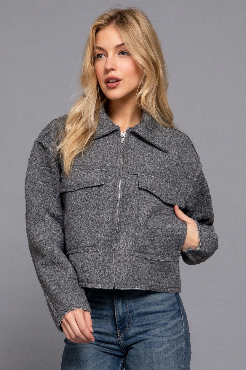 LANSEN BOUCLE JACKET | GREY