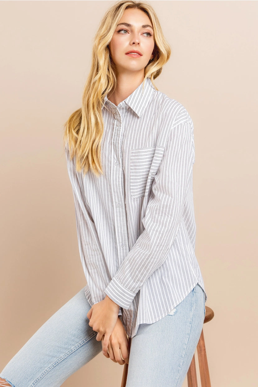 VANESSA STRIPED BUTTON DOWN SHIRT