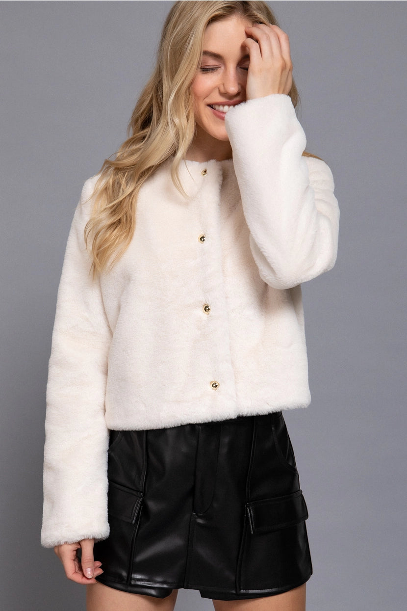 NATTIE FAUX FUR COAT | CREAM