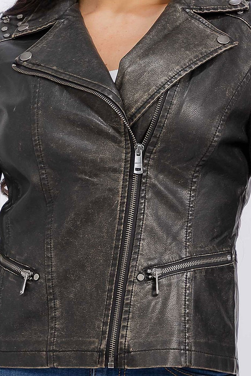 KAYTON STUDDED FAUX LEATHER JACKET