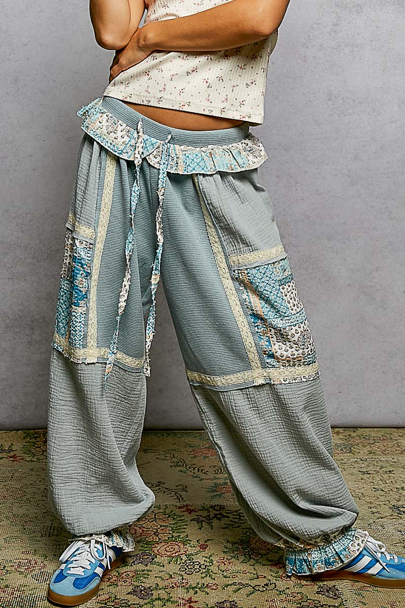 HARLOW PATCHWORK JOGGERS | BLUE