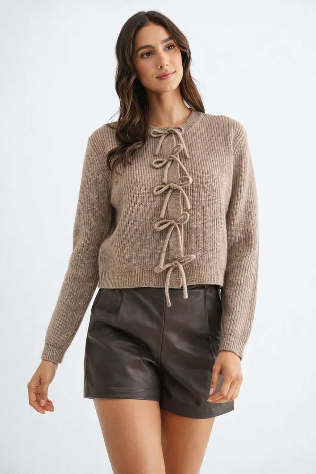 LORELEI BOW TIE FRONT KNIT SWEATER