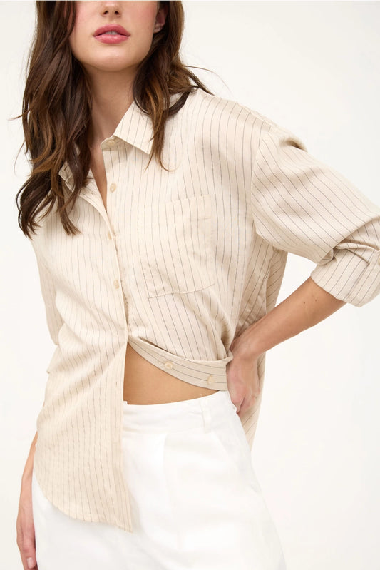 JORDYN PINSTRIPE COLLARED LONG SLEEVE SHIRT