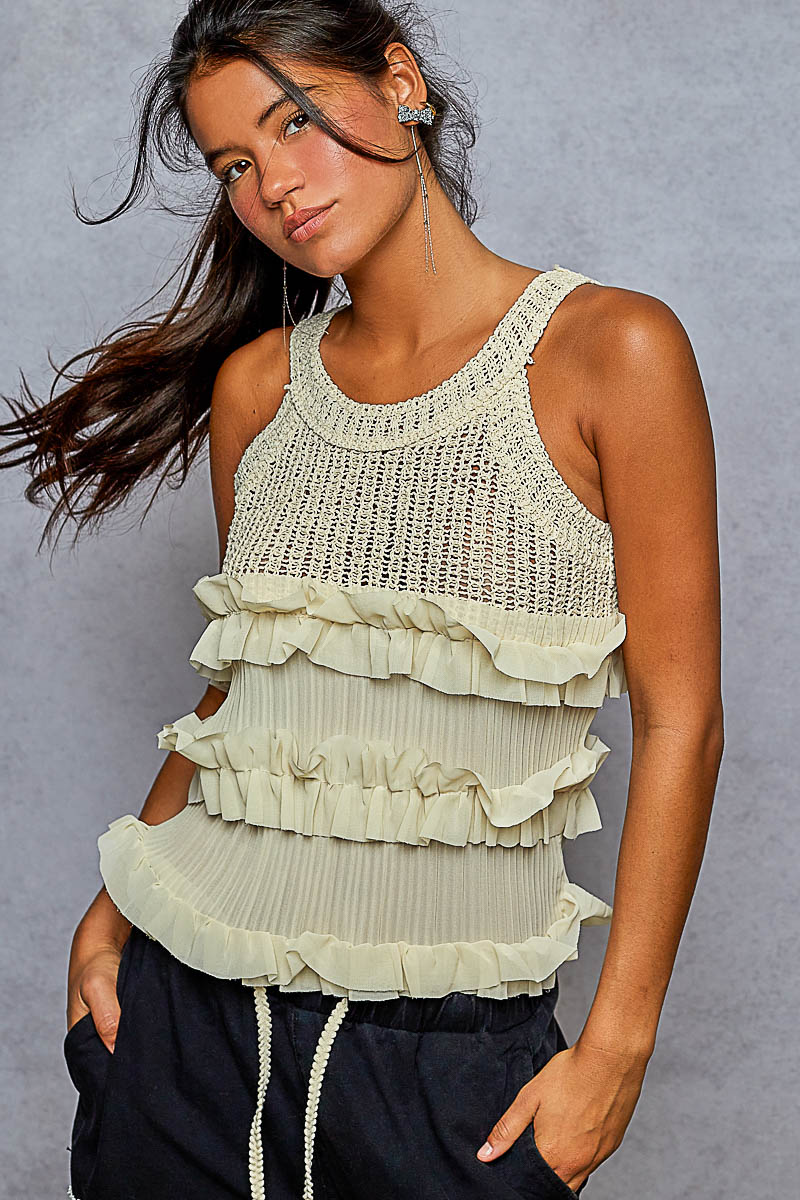 DALLAS RUFFLE CROCHET TOP