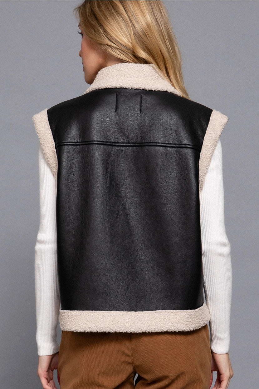 PRISCILLA FAUX LEATHER INNER FUR VEST