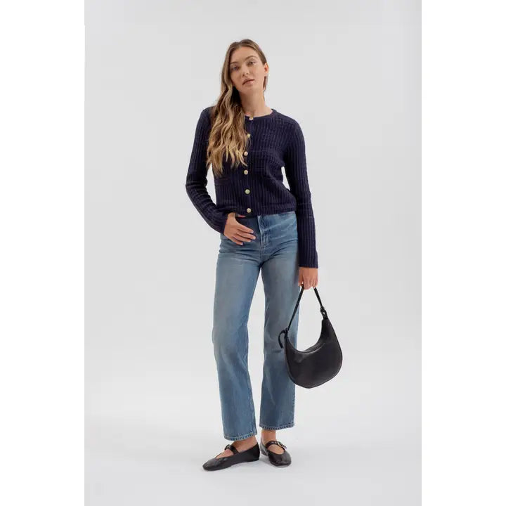 DAYTONE BUTTON FRONT CARDIGAN | NAVY