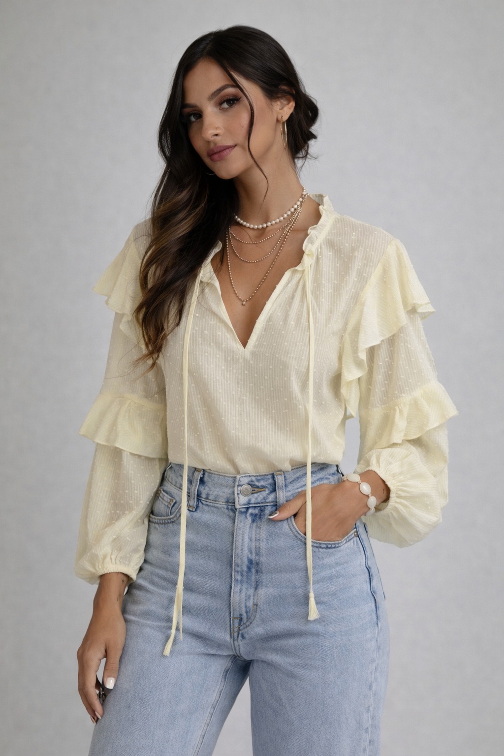 WILSON RUFFLE DETAIL BLOUSE
