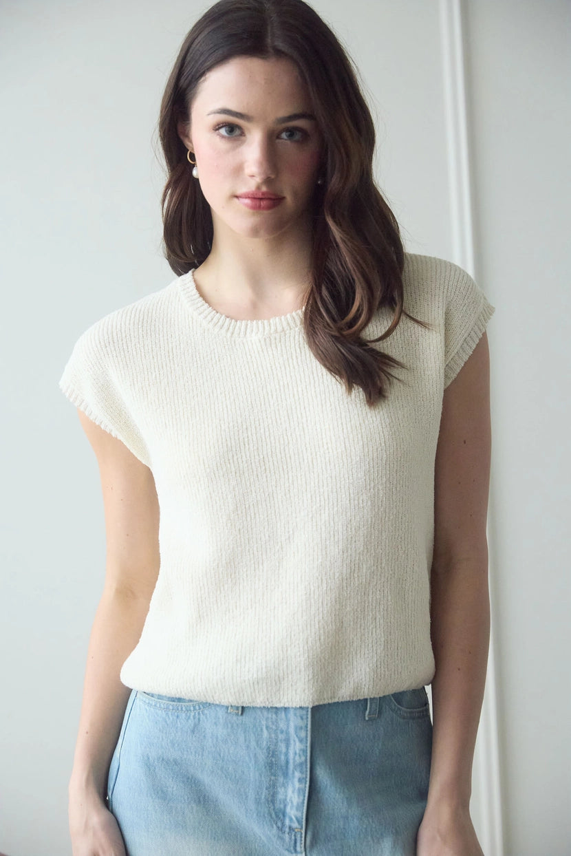 NOAH BACK TIE SHORT SLEEVE KNIT SWEATER