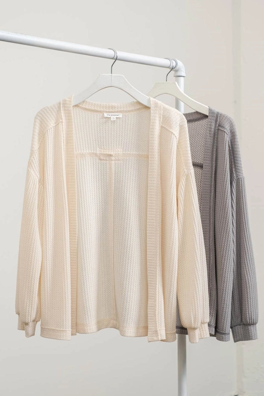 VIOLA REVERSED SEAM OPEN CARDIGAN | CREAM