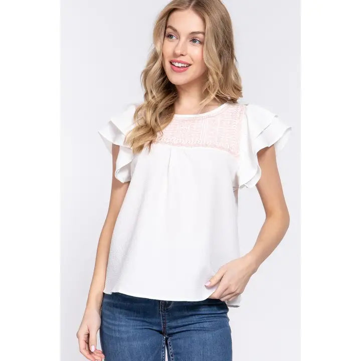 KATY RUFFLE SLEEVE TOP