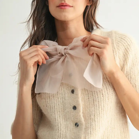 KIMARI BOW DETAIL SHORT SLEEVE CARDIGAN