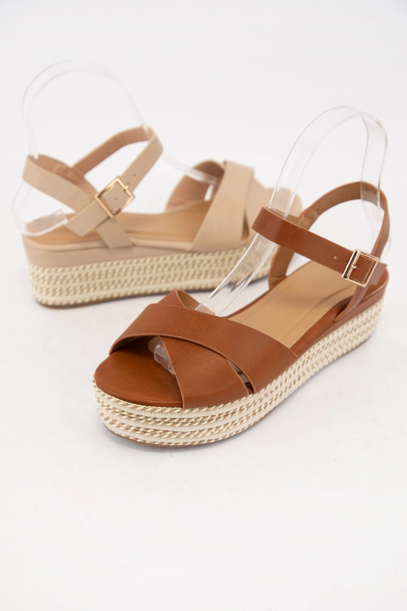 TALON CHUNKY BRAIDED PLATFORM SANDAL | COGNAC