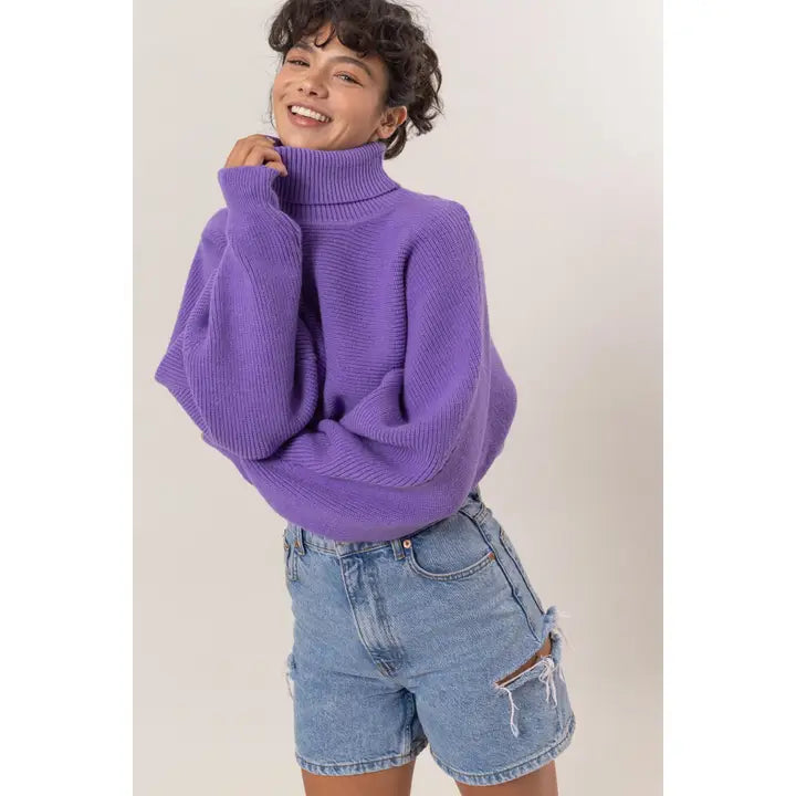 HELENA TURTLE NECK CROPPED SWEATER