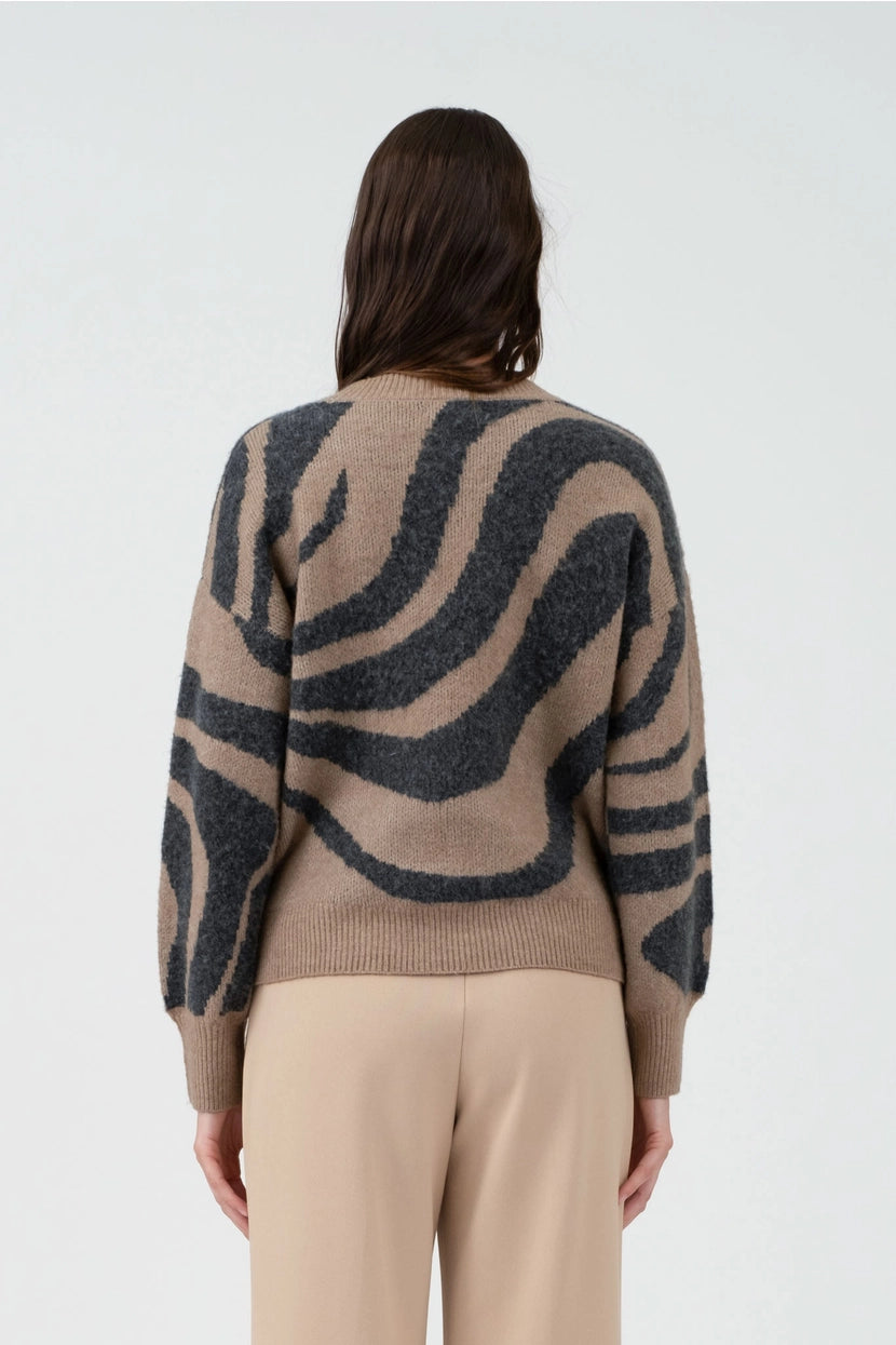 BURKE ZEBRA PRINT KNIT SWEATER
