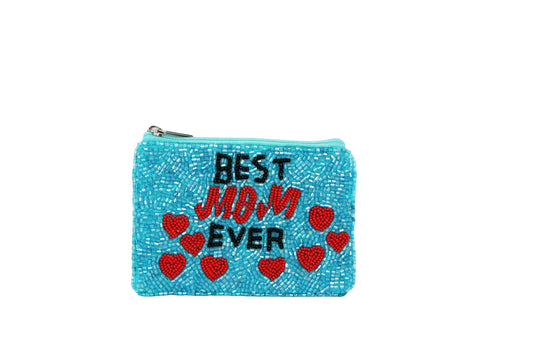 BEST MOM EVER BEADED COIN PURSE