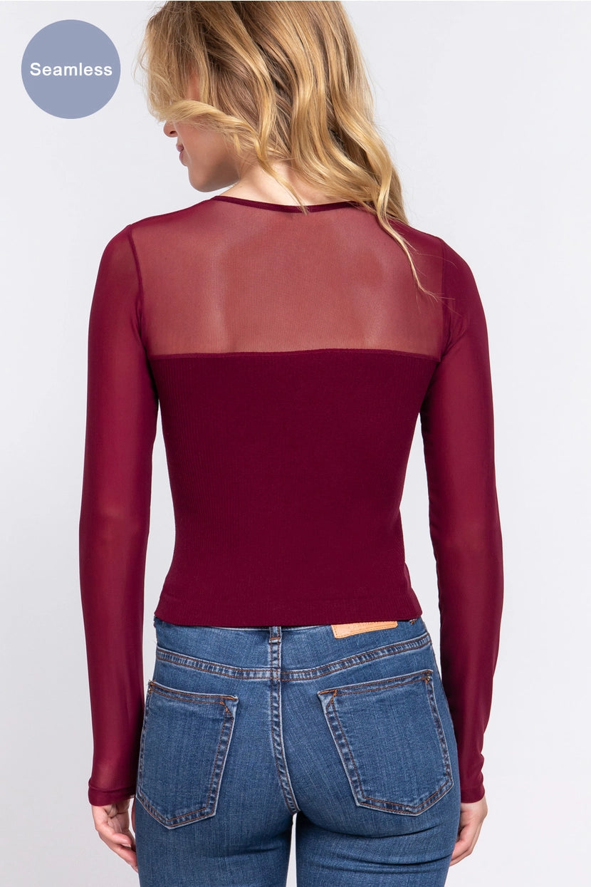 CARRIE SEAMLESS TOP | BURGUNDY