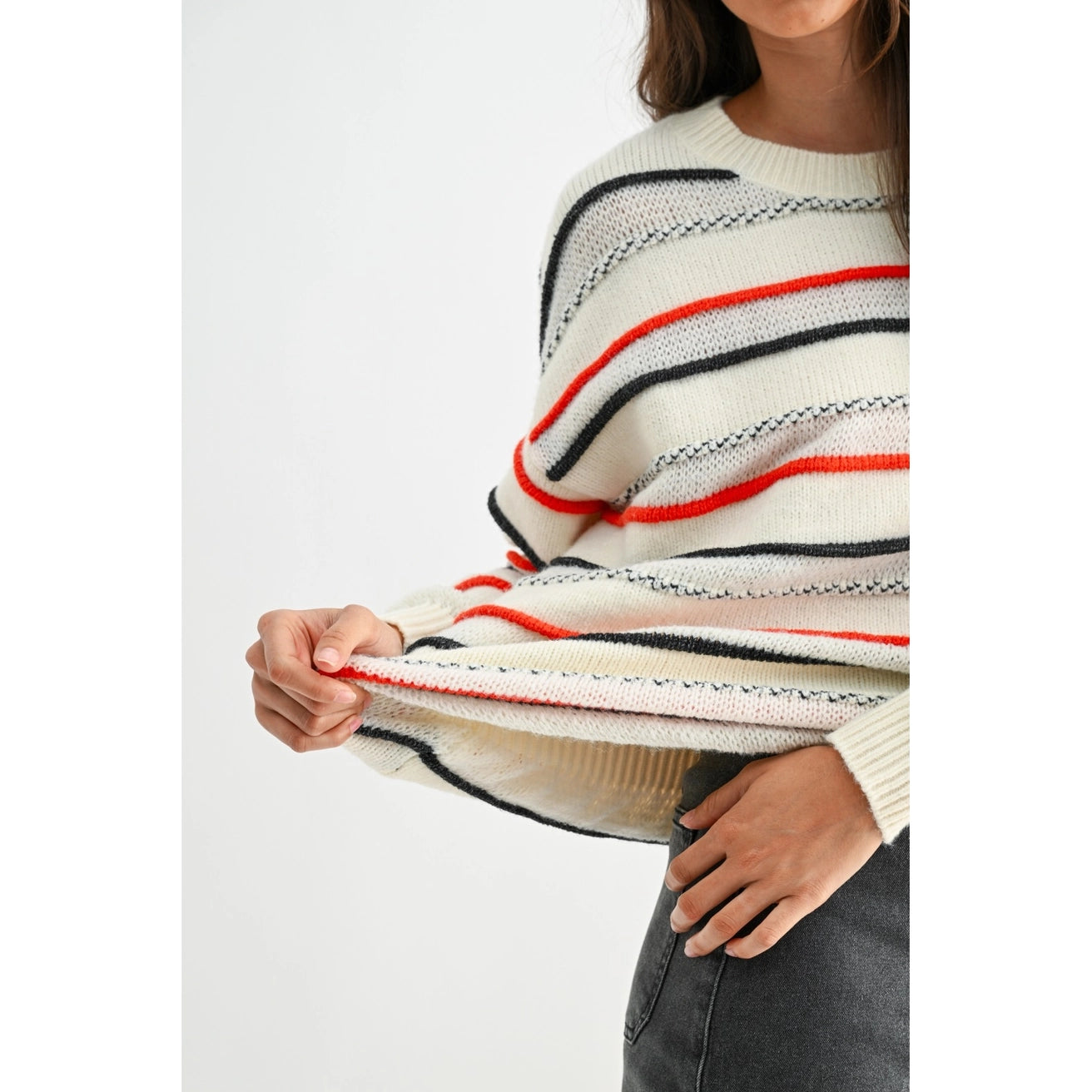 CHRISHELLE STRIPED CREWNECK SWEATER