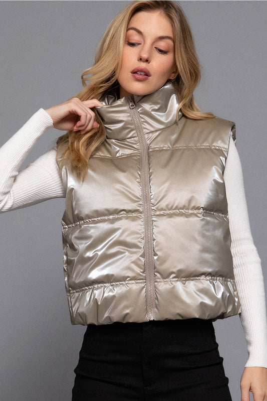 LEO PUFFER VEST | TAUPE