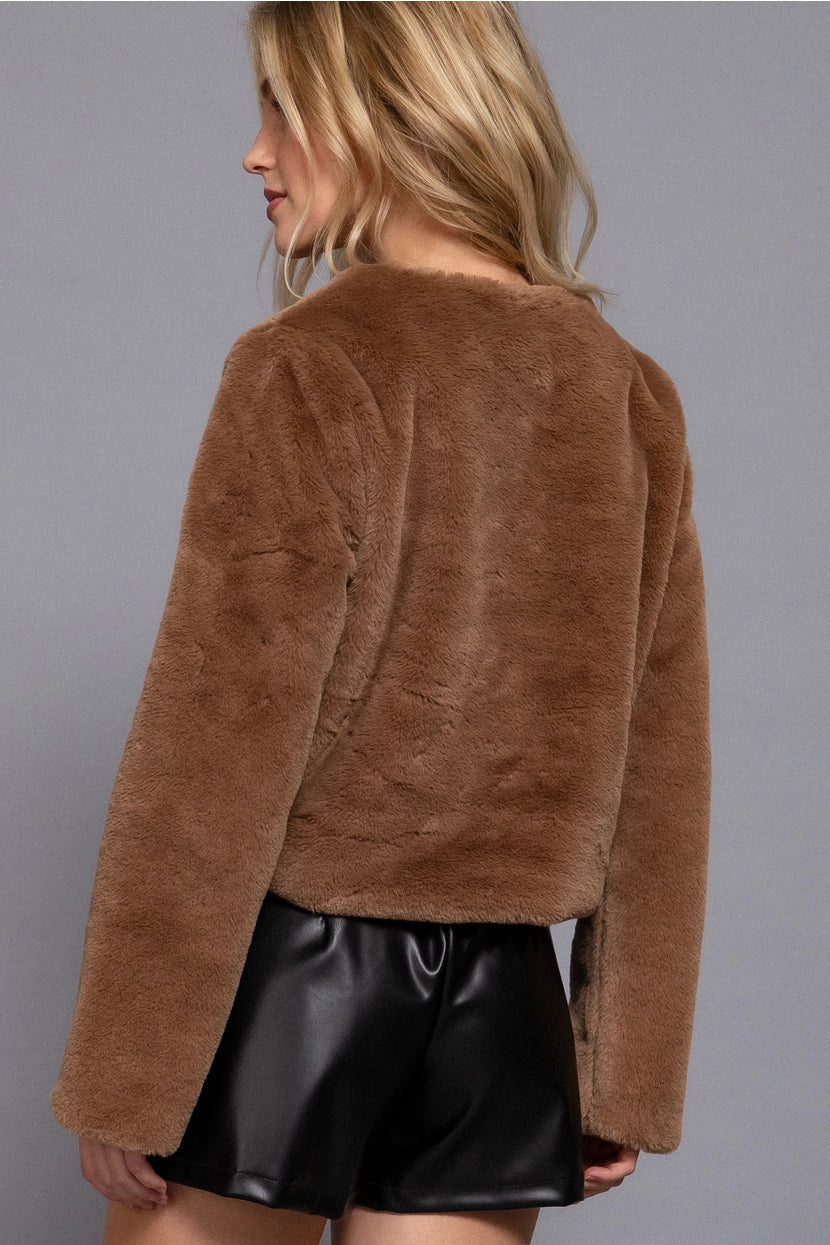 NATTIE FAUX FUR COAT | MOCHA