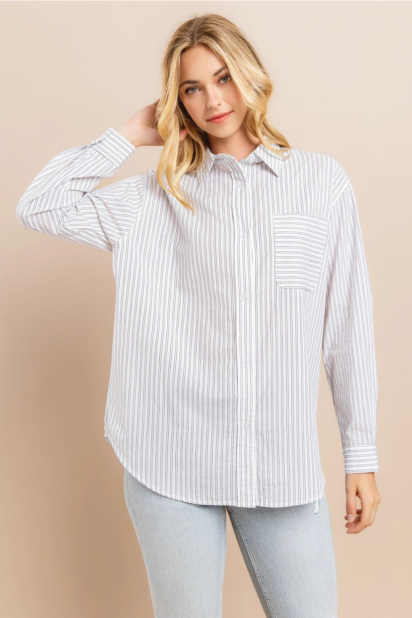VANESSA STRIPED BUTTON DOWN SHIRT