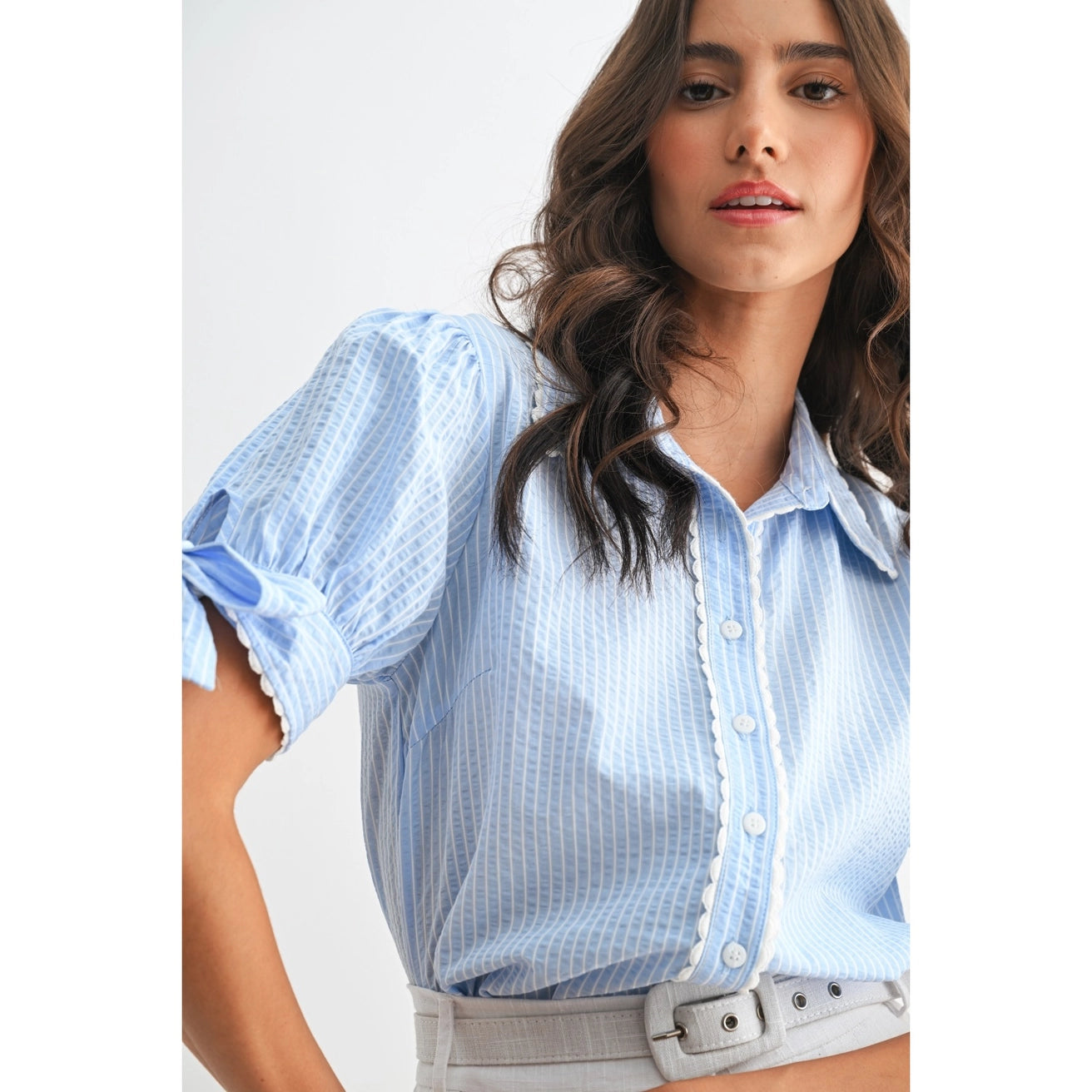 FRANNIE BLUE STRIPE BLOUSE