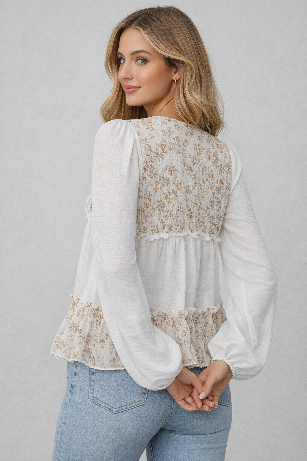 SUNNY BOHO FLOWY RUFFLE TOP