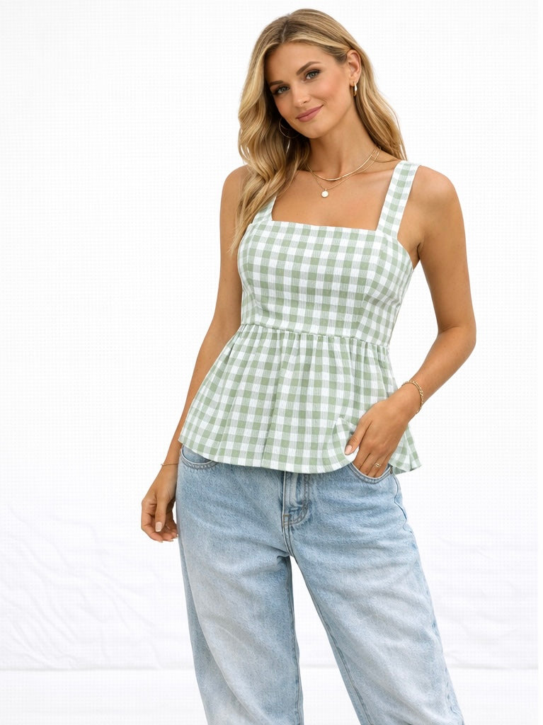 MONTANA GINGHAM TIE BACK TANK