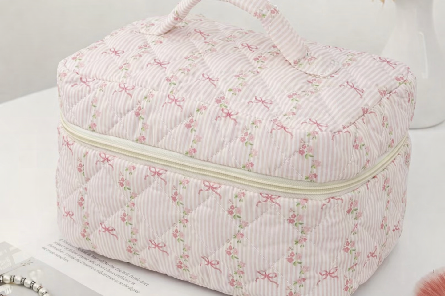 VINTAGE FLORAL COSMETIC CASE | PINK