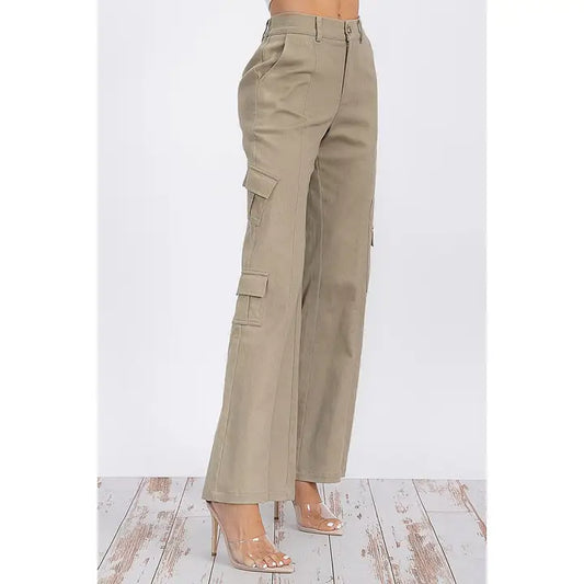 EMMA FLARE CARGO DENIM PANTS