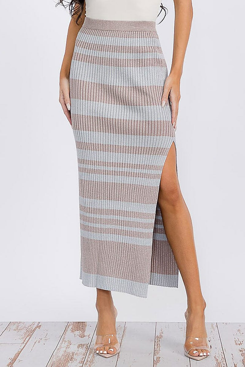 TAMERA STRIPED MAXI SWEATER SKIRT