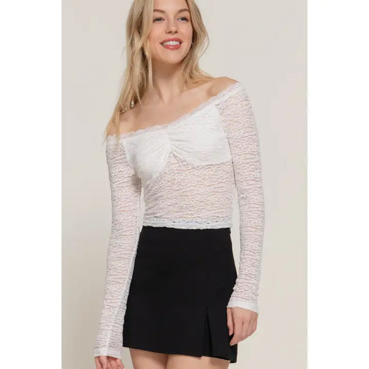 ELORA OFF THE SHOULDER LACE TOP | WHITE