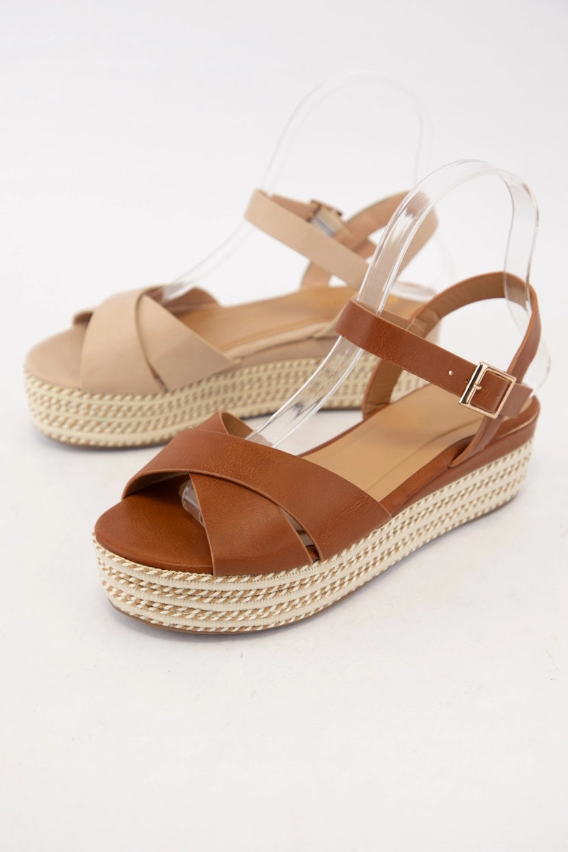 TALON CHUNKY BRAIDED PLATFORM SANDAL | COGNAC