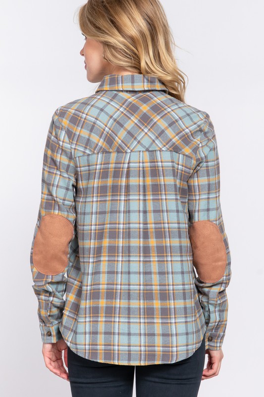CALEB BUTTON FRONT PLAID SHIRT | SAGE