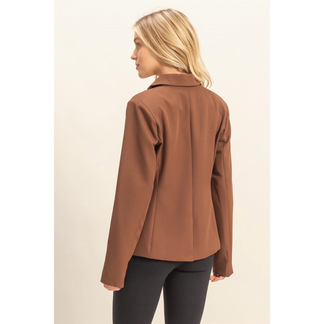 TAMIA SINGLE BUTTON BLAZER | CHOCOLATE