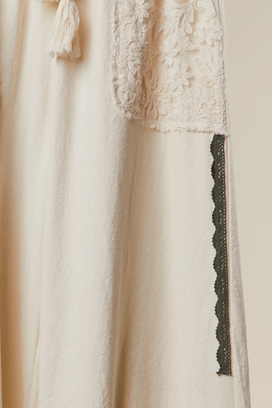 KENNY BOHO PATCHWORK PANTS | CREAM