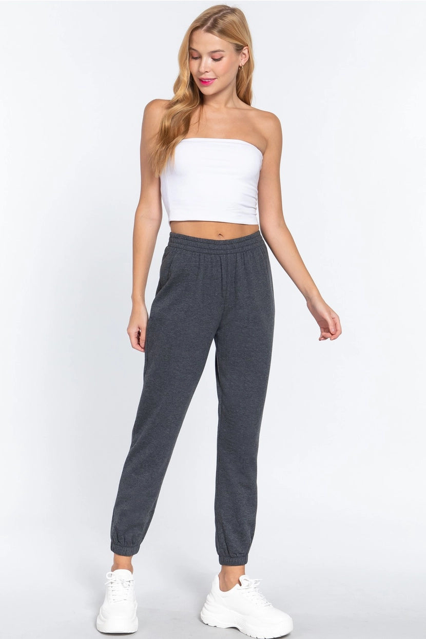 DINA FLEECE LINED JOGGING PANTS | CHARCOAL