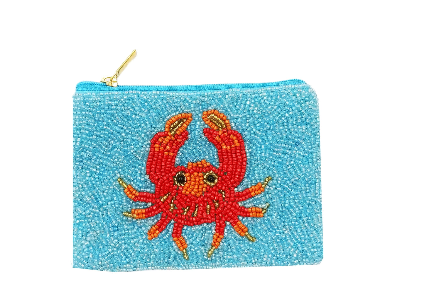 RED CRAB BEADED COIN PURSE