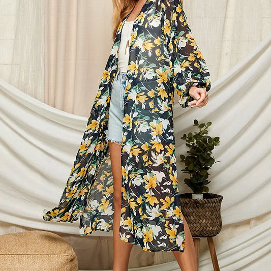 JAIDA SHEER FLORAL CARDIGAN