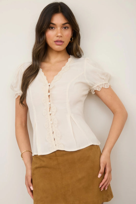 MAUDE LACE TRIM BLOUSE