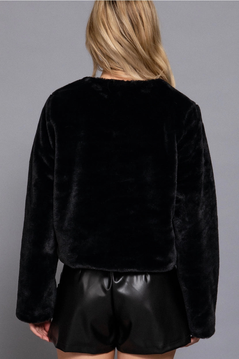 NATTIE FAUX FUR COAT | BLACK