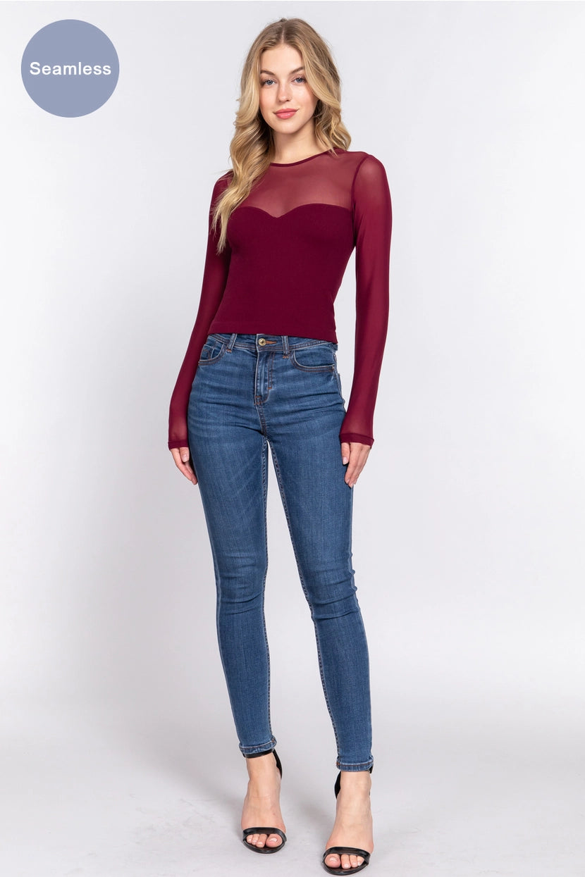 CARRIE SEAMLESS TOP | BURGUNDY