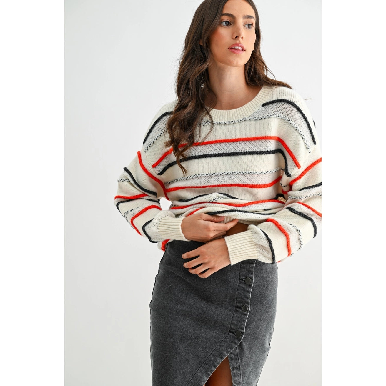 CHRISHELLE STRIPED CREWNECK SWEATER