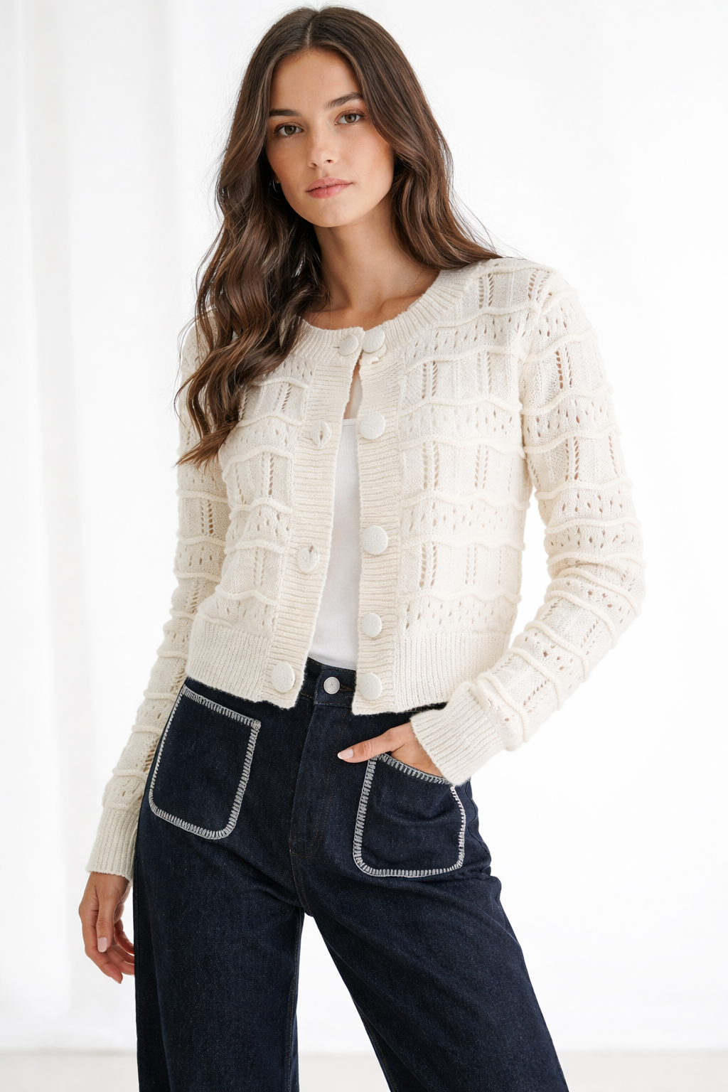 BROOKLYNN TEXTURED KNIT CARDIGAN
