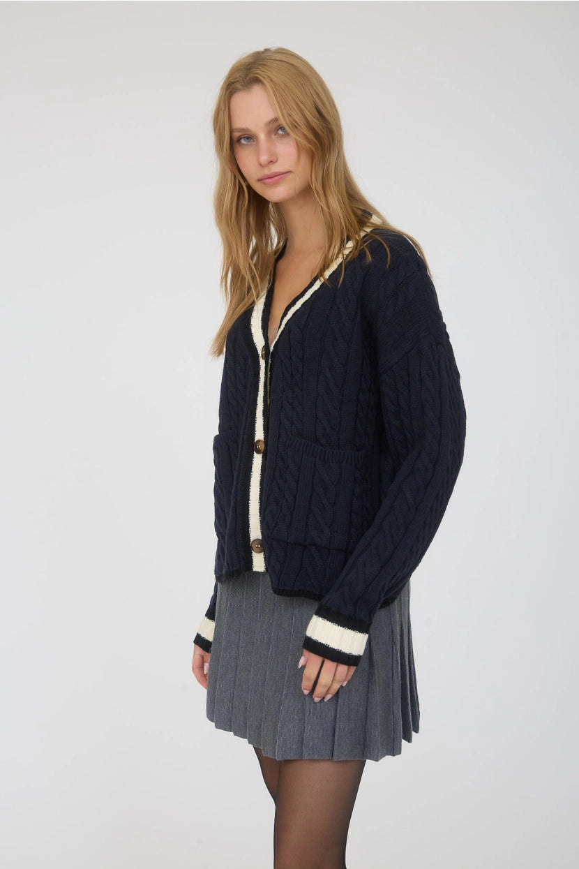 HARLAN CABLE KNIT BOYFRIEND CARDIGAN