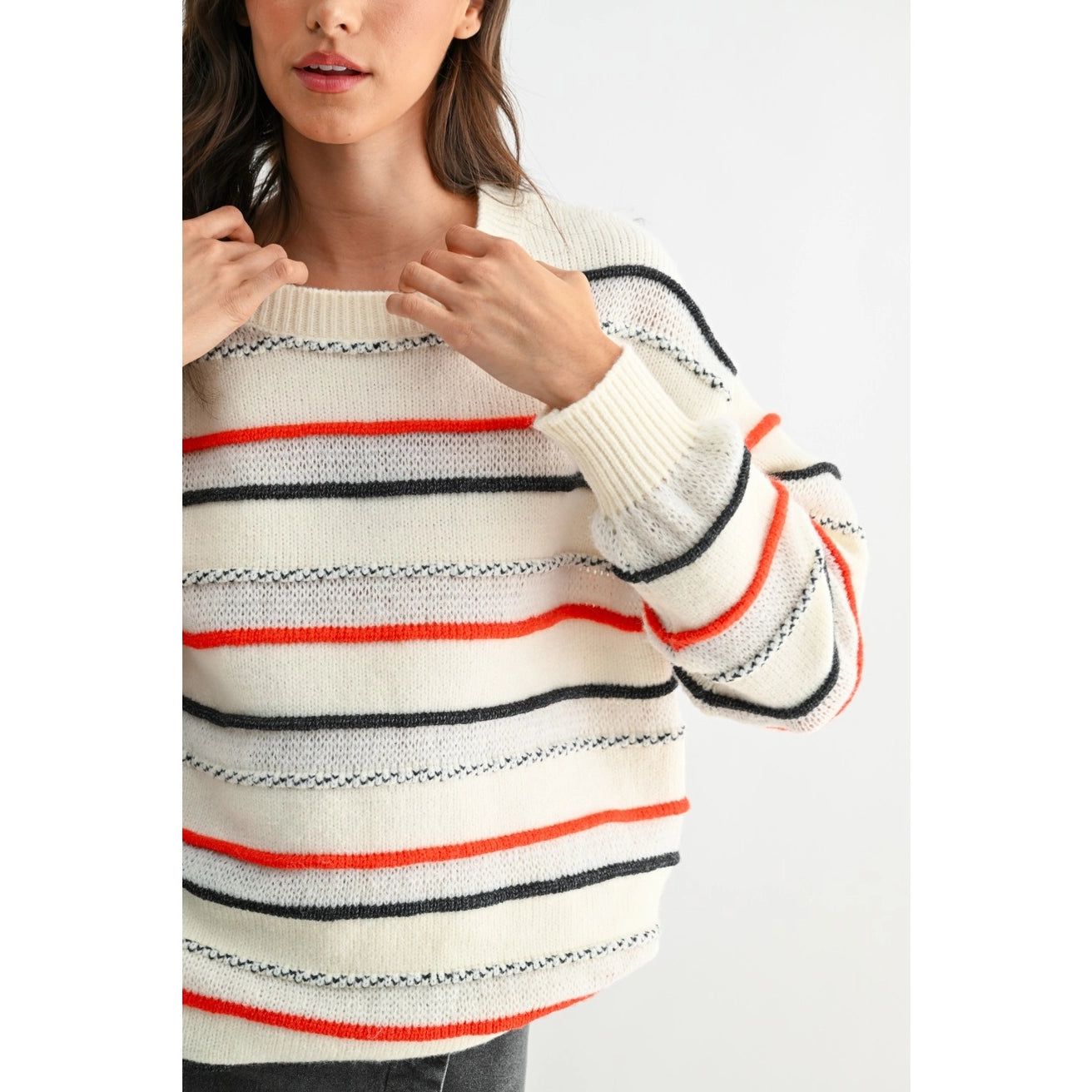 CHRISHELLE STRIPED CREWNECK SWEATER